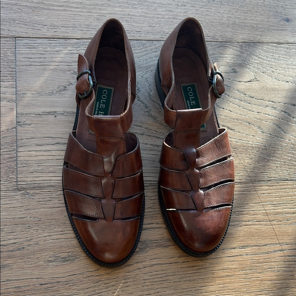 Cole Haan Brown Leather Fisherman Slip-Ons